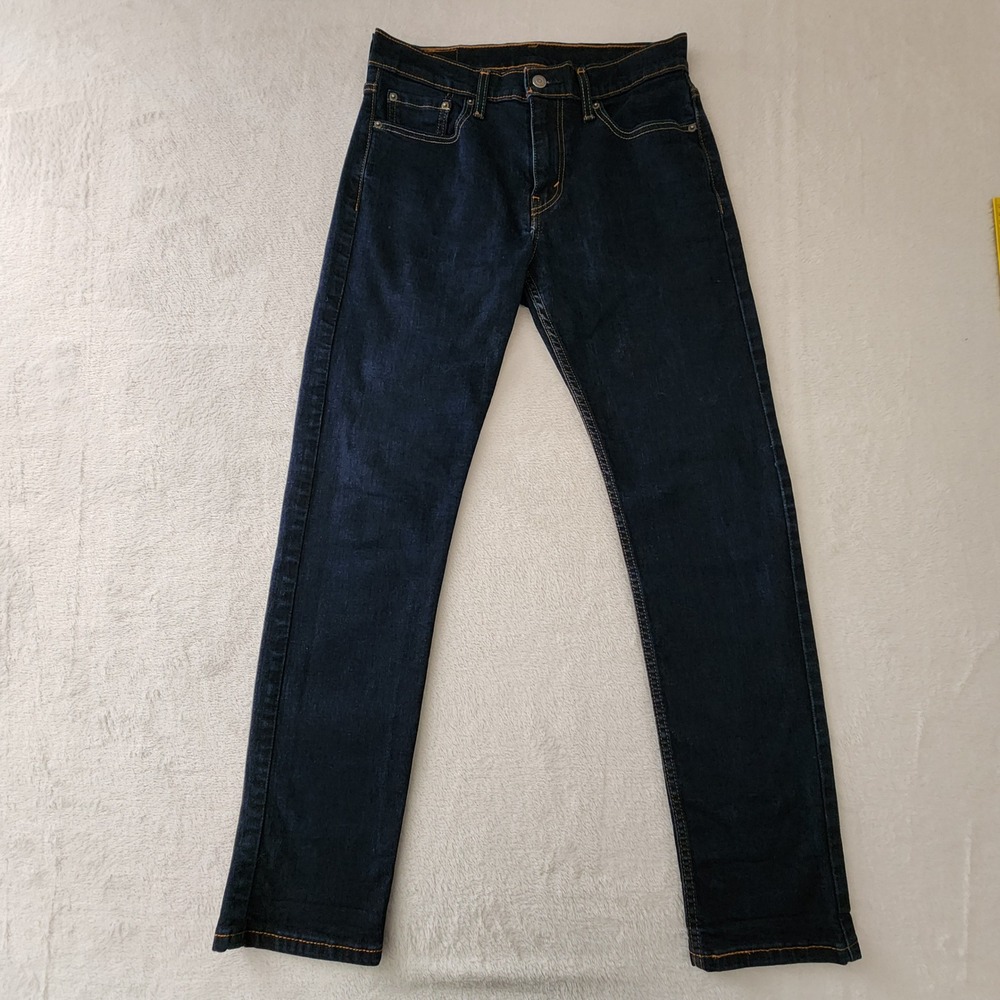 Levi 502 Taper Jeans Mens 30x30 Indigo Dark Wash Blue Denim Stretch Slim